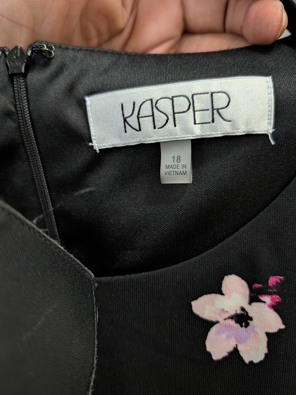 Kasper Black Midi Dress with Pink Floral Motif - Picture 3 of 3
